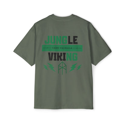 Jungle Viking Oversized Tee - Green logo and lighting bolts
