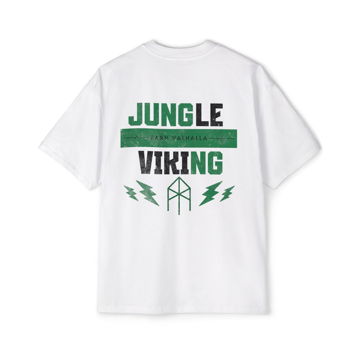 Jungle Viking Oversized Tee - Green logo and lighting bolts