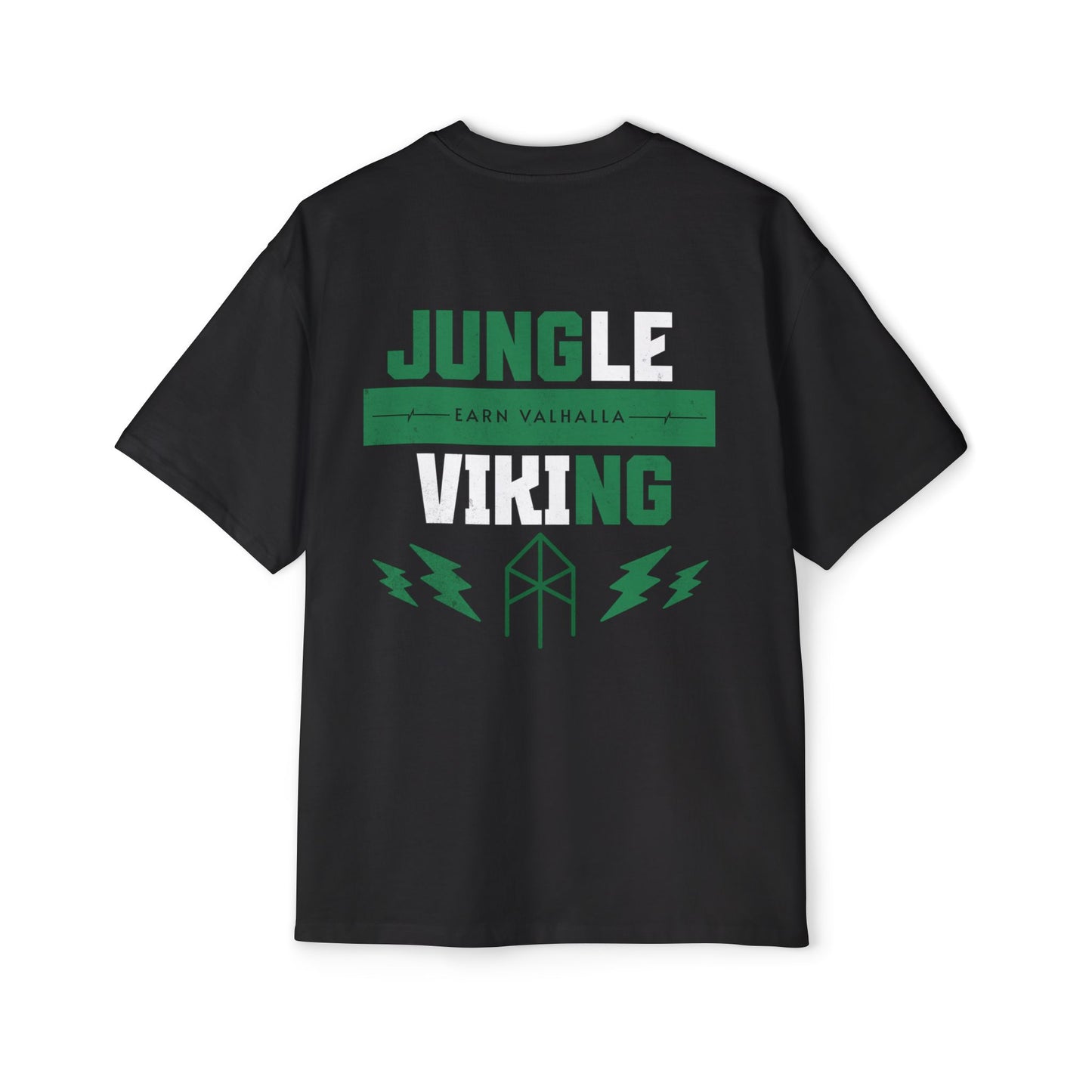 Jungle Viking Oversized Tee - Green logo and lighting bolts