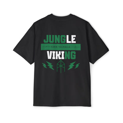 Jungle Viking Oversized Tee - Green logo and lighting bolts
