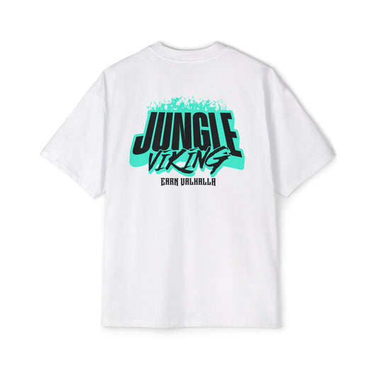 Jungle Viking Oversized Tee - Teal Flames